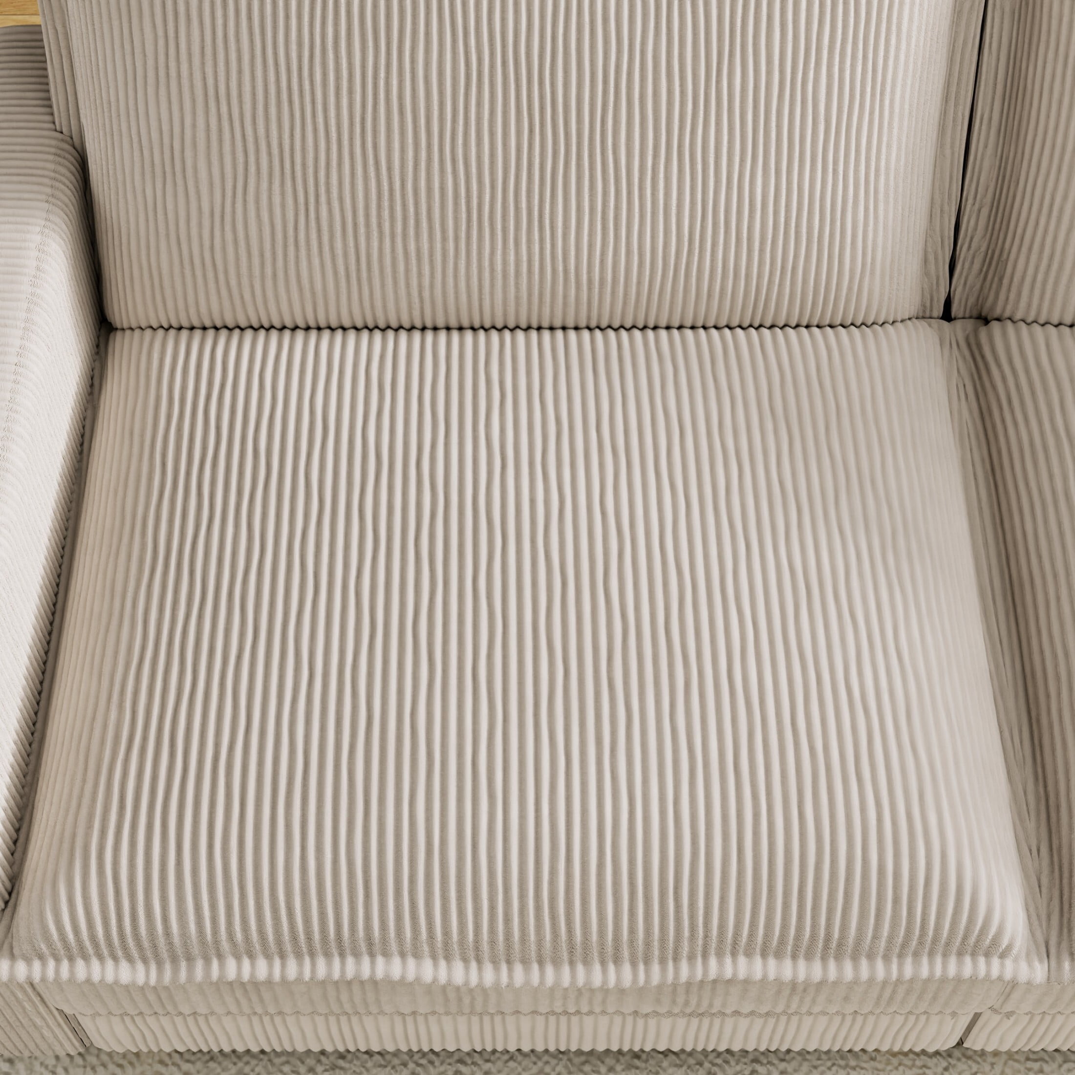 AENKYO 70.86'' Oversized Deep Seat Loveseat Sofa, Corduroy 2-Seater Couch with 4 Pillows, Cream