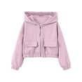 thumbnail image 2 of Girls Pink Corduroy Jacket Cropped Hooded Zip-up Lightweight Fall Outerwear,Size 4 T, 2 of 9