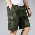 thumbnail image 4 of Jinda Men's Cotton Shorts Mid Rise Bermuda Shorts Knee Length Pocket Lounge Summer Outdoor Cargo Shorts Army Green Large, 4 of 4