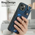 thumbnail image 2 of Wallet Case Compatible with iPhone 13 with Card Holder, 360° Rotation Finger Ring Stand PU Leather Cover Drop Protection with Magnetic Snap Case Cover for iPhone 13 - Blue, 2 of 8