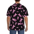 thumbnail image 3 of Lsque Breast Cancer Awareness print Men's Cuban Collar Short Sleeve Shirt Summer Beachwear Casual Button Down Fashionable Vacation Leisure Shirt-4X-Large, 3 of 7