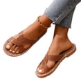 thumbnail image 4 of KIJBLAE Women's Cross Strap Open Toe Flat Beach Sandals, Wide Width Lightweight Non Slip Casual Summer Slides Brown 43, 4 of 9