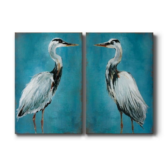 Great Blue Heron I Premium Gallery Wrapped Canvas - Ready to Hang - Set of 2 - 8 x 12 Each