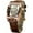 brown rose gold, variant on Men's Luxury Hollow Skeleton Watch Retro Gorgeous Gear Carving Design Rectangle Tonneau Large Dial Leather Belt & Stainless Steel Band Quartz Wristwatch Not Mechanical Watches