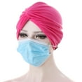 thumbnail image 4 of Couvre-chefs de Style Simple Confortable Premium Matériel Assorti Couleurs avec Boutons Muslim Style Élasticité Femmes Bandeaux Femmes Fushcia, 4 of 6