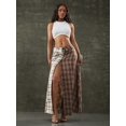 thumbnail image 3 of Multicolor Mixed Plaid Button Front Fold Over Skirt Streetwear Maxi Skirt, 3 of 7