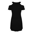 thumbnail image 3 of Womens Plain Cold Shoulder Short Sleeve Mini Dress Summer Casual Shift Dresses-DF, 3 of 4