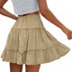 thumbnail image 5 of TaTaai Women's Elastic Waist Pleated Skirt Solid Color High Waist Casual Midi Skirt with Ruffle Hem Lined Chiffon A-Line Summer Gift, 5 of 6