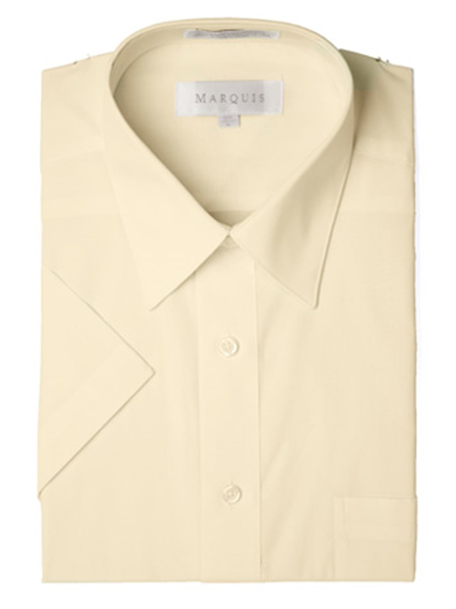 Marquis Men's Soft Butter Yellow Short Sleeve Regular Fit Dress shirt ...