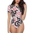 thumbnail image 1 of Balery Black Snake Body de cuello redondo de manga corta para mujer Tops de manga corta Tops básicos-Medium, 1 of 7