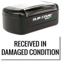 Slim Pre-Inked Received in Damaged Condition Stamp, Slim 1444, Ultra Slim Design, Impression Size 1/2" by 1-3/4", Up to 25,000 Impressions - Black Ink