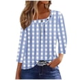 thumbnail image 2 of Fiudx Camisas de Mujer Blusa de Manga 3/4 a La Moda para Mujer, Camiseta Estampada, Top Informal, 2 of 5