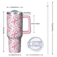 thumbnail image 2 of Pink Breast Cancer Tumbler with Handle and Lid,40oz Double Wall Vacuum Insulated Tumbler,Cups Gift for Women and Men, 2 of 7