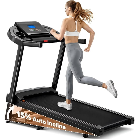 3.0 HP Folding Treadmill for Home with 0-15% Auto Incline,330-440lbs Capacity Portable Treadmill Compact Foldable Walking Pad Treadmills with 7.5 MPH Speed