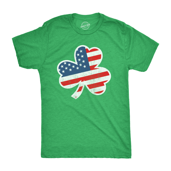 Mens American Flag Shamrock T Shirt Funny Saint Patricks Day Cool St Patty Humor Graphic Tees