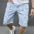 thumbnail image 6 of HCNTES Men's Casual Denim Shorts Classic Fit Summer Fashion Ripped Short Jeans(Blue,XXL), 6 of 9
