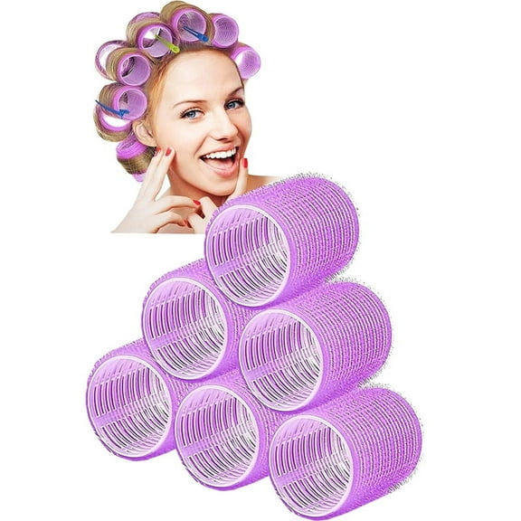 NOGIS Jumbo Hair Rollers, 6 Pcs Large Hair Rollers for Long Medium Short Hair, 2.36 inch Self Grip Hair Rollers for Women Curls at Home (Random Color)