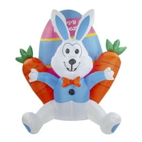 Northlight Inflatable LED Lighted Easter Bunny with Carrots Outdoor Decoration - 4'