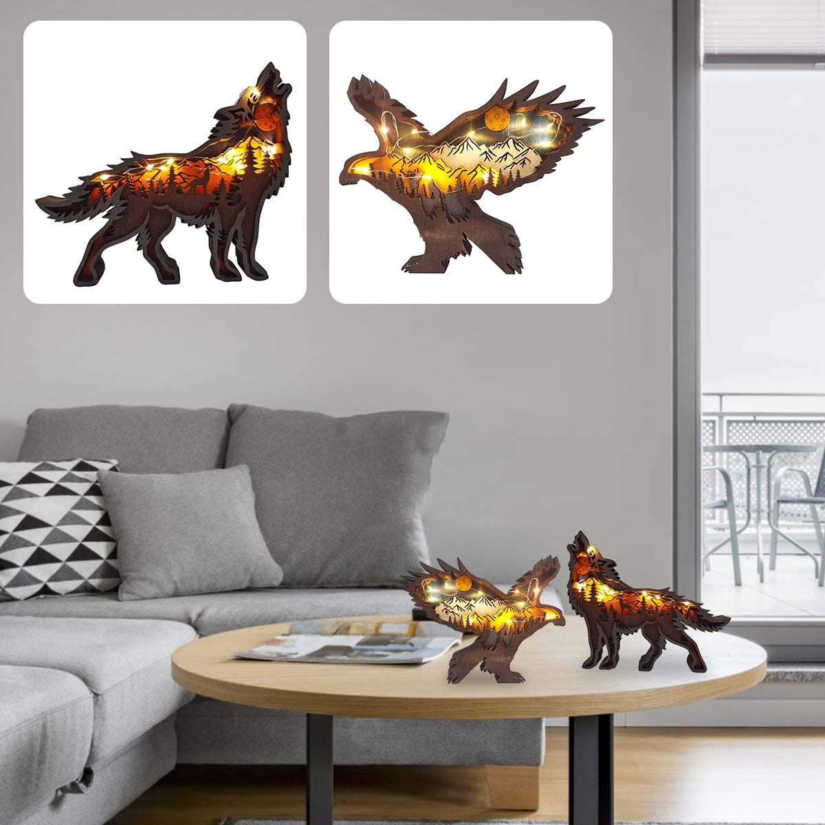 Hotbest Forest Animal Rustic Wall Art Decor Wooden Animal Decor Wood Forest And Mountain Ornaments For Cabin Bedroom Living Room Decor Walmart Com
