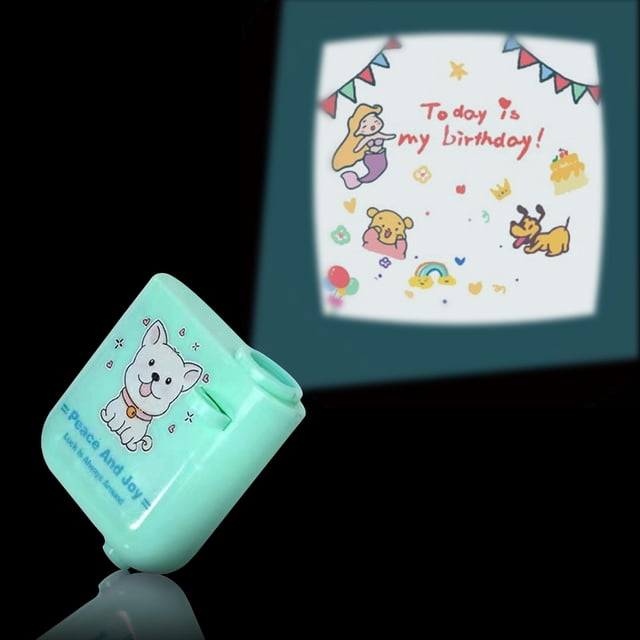 Happy Birthday Projector Photography DIY Projection Lamp Battery Powered Indoor Atmosphere Light Family Friend Children Gift Type 2 Square