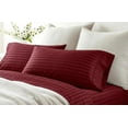 thumbnail image 3 of 1000TC Egyptian Cotton 4-Piece Striped Sheet Set, 15" Deep Pockets - Alaskan King, Burgundy Stripe, 3 of 7