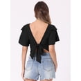 thumbnail image 3 of DARING DIVA Changeable Neckline Flutter Sleeve Crop Top XL Black, 3 of 6