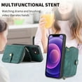 thumbnail image 3 of for iPhone 12 Wallet Case, Crossbody Phone Purse with Card Holder for Women, Zipper PU Leather Carrying Cover Gift with Shoulder Strap Kickstand Anti-drop for iPhone 12 - Green, 3 of 10