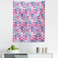 thumbnail image 1 of Love Tapestry, Doodle Sketchy Hearts in Squares Romance Girls Design, Fabric Wall Hanging Decor for Bedroom Living Room Dorm, 5 Sizes, Pink Blue Cream, by Ambesonne, 1 of 1