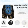 thumbnail image 3 of Naloa Wolf Head And Dreamcatcher Print Men Swim Trunks with Compression Liner ,Board Shorts,Men's Swim Shorts with Drawstring and Elastic Waistband-3X-Large, 3 of 6