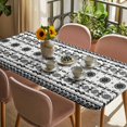 thumbnail image 3 of Black White Boho Table Cloths for 6 Foot Rectangle Tables, Vintage Abstract Art Ethnic Tribe Patio Waterproof Elastic Fitted Tablecloths, Washable Rectangular Table Cover for Camping, 3 of 8