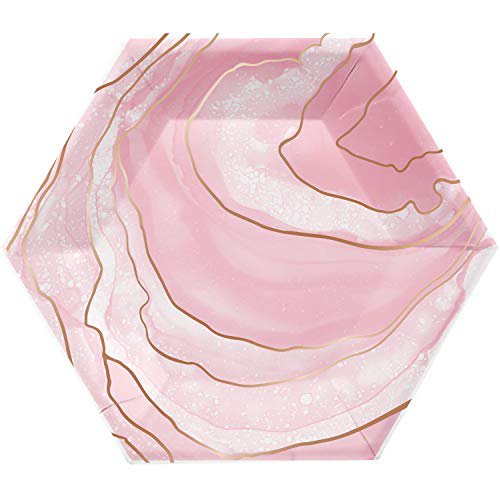 Creative Converting Rosé All Day Geode Paper Plates, 8", Pink