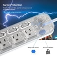 thumbnail image 5 of CRST Power Strip Surge Protector 6 Outlets Individual on/off Switch with Angled Flat Plug 6ft Extension Cord, White, 5 of 7