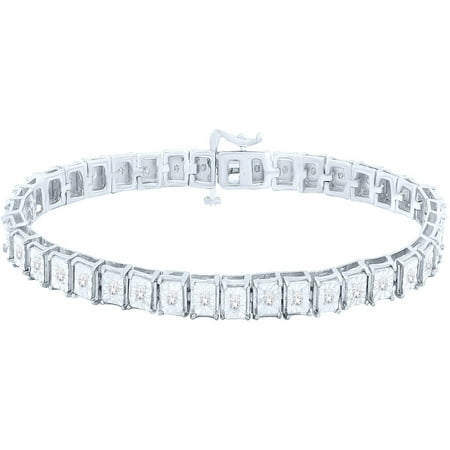 1/2 Carat T.W. Round Diamond Sterling Silver Tennis Bracelet, 8