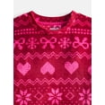 thumbnail image 2 of Wonder Nation Girls Velour Long Sleeve Top and Sleep Pants, 2-Piece Pajama Set, Sizes 4-18, 2 of 3