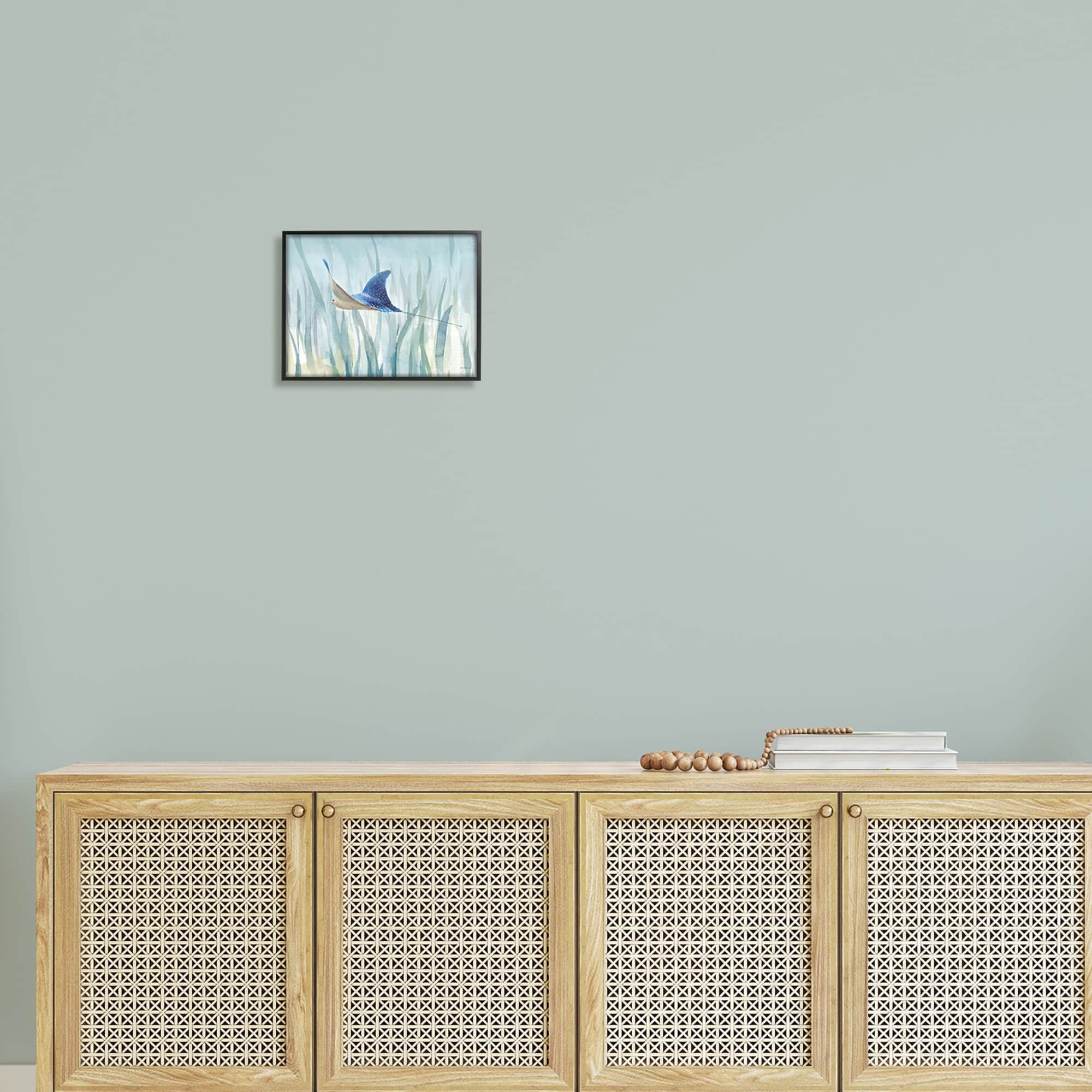 Stupell Industries Stingray Aquatic Animal Ocean Blue Spotted Sea Creature, 14 x 11, Design by Danhui Nai