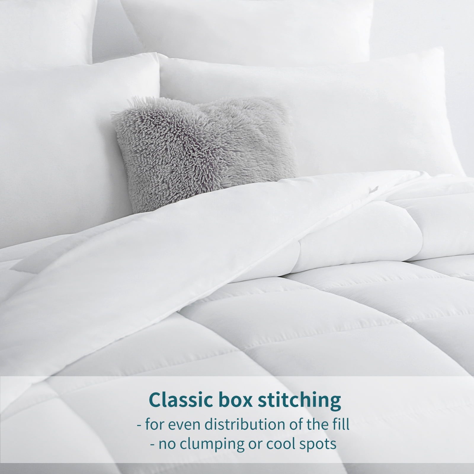 RUIKASI White Queen Duvet Insert -Fluffy Soft Quilted Bed Comforter, Warm Down Alternative Duvet with Corner Taps, Box Stitched, 88x88 inch