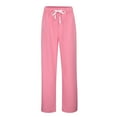 thumbnail image 5 of EDFBUYKRS Female Women Pants Casual Cargo Pants Women Tall 34-36 Inseam Women's Solid Color Autumn and Winter High Waisted Drawstring Pocket Wide Leg Fitness and Sports Casual Sweatpants L, 5 of 9