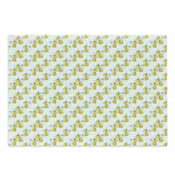 Nature Cutting Board, Lemon Tree Branches Agriculture Kitchen Lemonade Citrus Graphic Art, Decorative Tempered Glass Cutting and Serving Board, Large Size, Olive Green Yellow, by Ambesonne