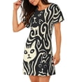 thumbnail image 2 of Fotbe Abstract Cat Faces Pattern Bata de Dormir para Mujer con Estampado, Camisón de Algodón de Manga Corta, Ropa de Dormir Casual, 2 of 6