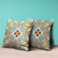 thumbnail image 4 of Amrita Sen Designs  16 x 16 in. Venetian Flower Paisley Duo Suede Zippered Pillow with Insert - Light Blue & Orange, 4 of 4