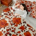 thumbnail image 4 of Feelyou Wheat Red Flower Twin Bedding Sets 7-Piece for Adult, Retro French Floral Bedding Comforter Set, Countryside Theme Reversible Sheet Sets, Lightweight Room Decor, 4 of 7