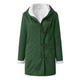 thumbnail image 3 of Frontwalk Ladies Shaggy Buttons Hoodies Fluffy Casual Trench Coats Women Solid Color Winter Warm Jacket Green L, 3 of 3