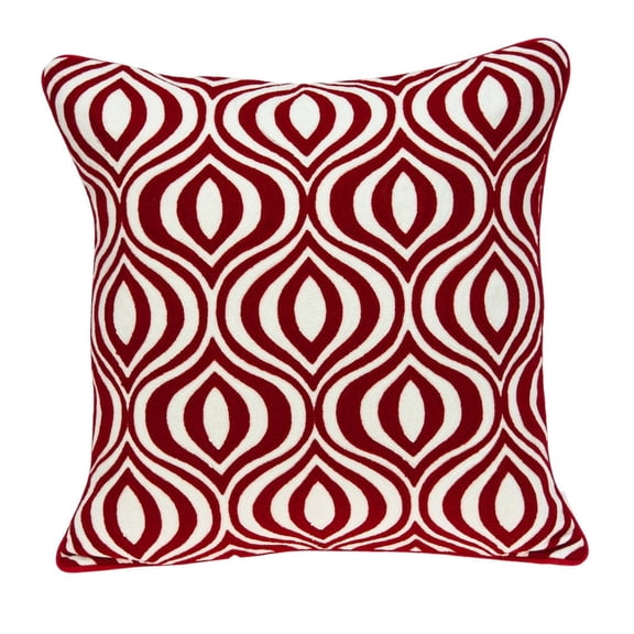 Parkland Collection Altia Red and White Decorative Throw Pillow, 20 x 20 Cotton Square Pillow
