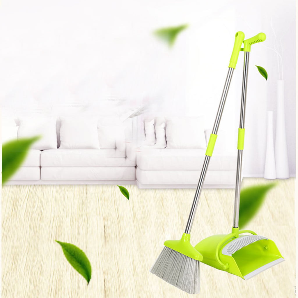 US Broom And Dustpan Set Vertical Brush Dust Pot Combination Upright Clean Tools 