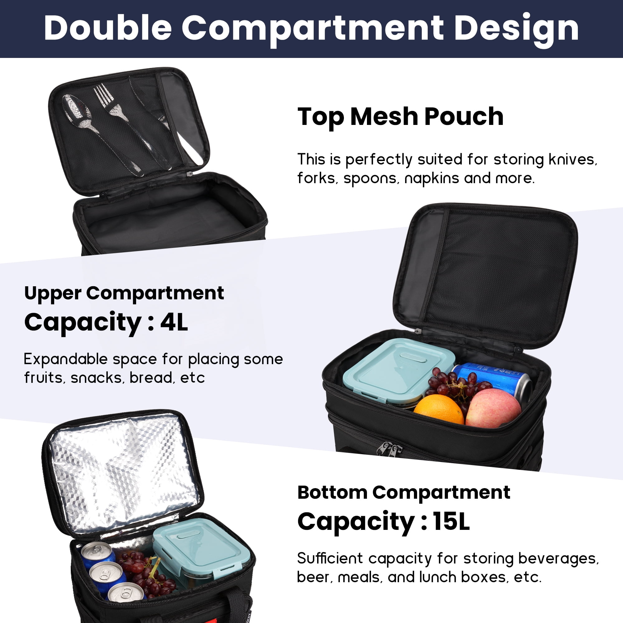 CODCEY Heavy Duty Insulated Expandable Double Deck Leakproof Large Reusable Tactical Lunch Bags