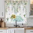 thumbnail image 3 of Swag Valance Curtains for Windows, Green Eucalyptus Leaves Light Filtering Kitchen Curtains, Birds Flowers Spring Watercolor Floral Window Treatment Valances for Living Room, 36x45 - 2 PCS, 3 of 9