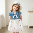 thumbnail image 4 of Babcutegg Cute Denim Skirt With Floral Mesh Overlay, Sleeveless Cowboy-Style Dress And Matching Hat For Young Girls White Size 2T, 4 of 7