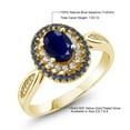 thumbnail image 7 of Gem Stone King Blue Sapphire 18K Yellow Gold Plated Silver Engagement Ring for Women (1.62 Cttw, Oval 7X5MM, Gemstone Birthstone, Available in Size 5, 6, 7, 8, 9), 7 of 7