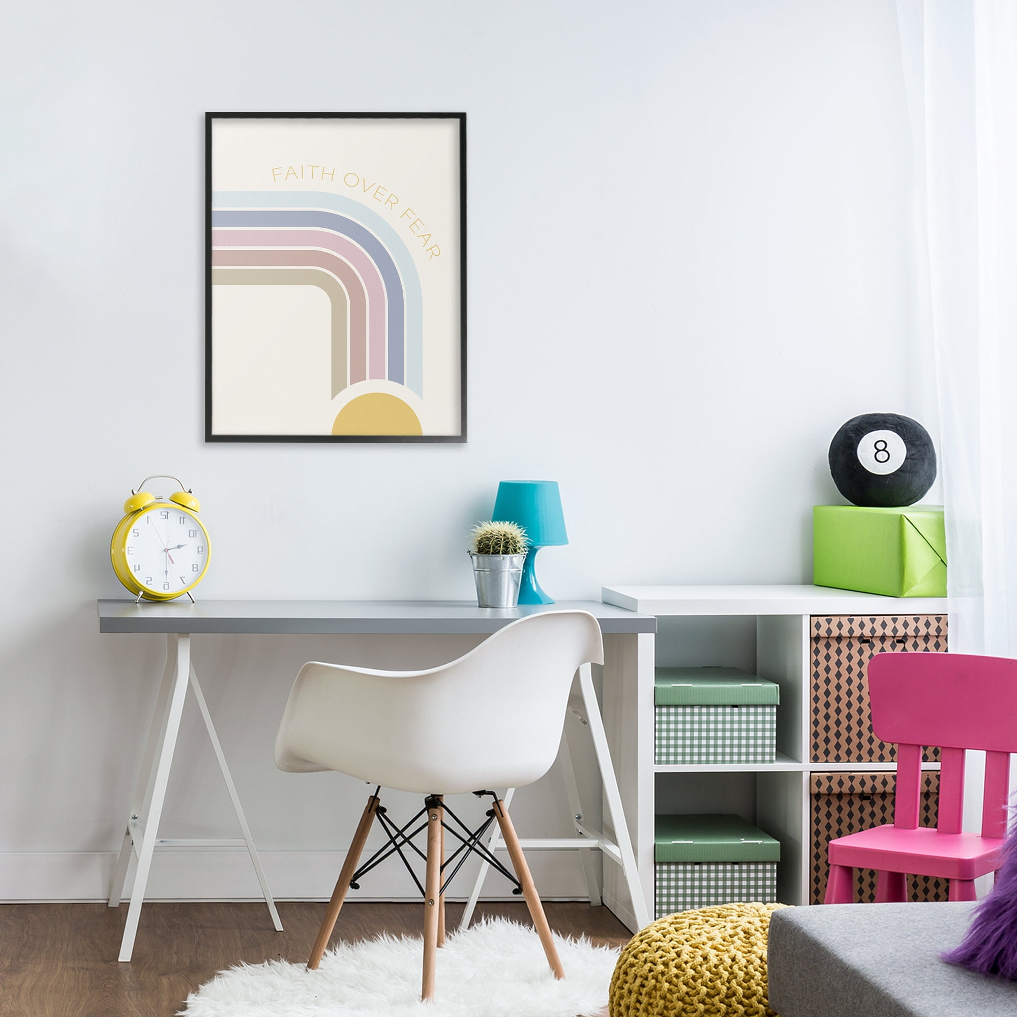 Stupell Industries Faith Over Fear Rainbow Black Framed Giclee Art, design by SD Graphics Studio