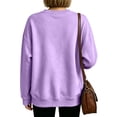thumbnail image 4 of Womens Casual Tops Solid Color Crewneck Sweatshirt Long Sleeve Loose Fit Pullover Shirts Fashion Basic Tops, 4 of 5